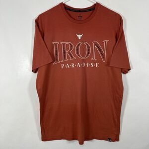 Under Armour Project Rock T Shirt Mens Size Medium Orange Iron Paradise SS